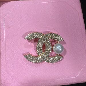 Gold and Silver Brooch with Pearl Accent